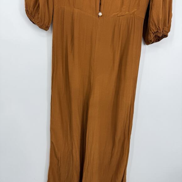 Capulet 3/4 Sleeve Ankle Jumpsuit size Medium V Neck Rust Brown Rayon - Picture 6 of 11